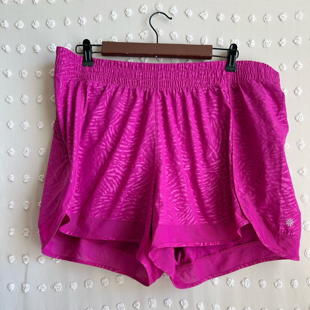 Athleta Printed‎ Mesh Racer Run Short 4” 1X Hot Pink